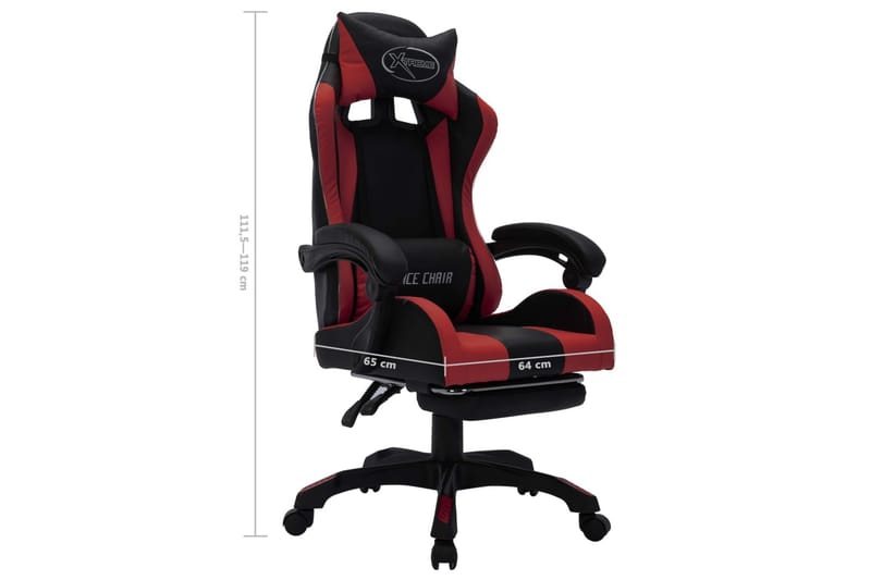 gamingstol m. LED-lys RGB-farver kunstlæder vinrød og sort - Flerfarvet - Møbler - Stole & lænestole - Kontorstole & skrivebordsstole