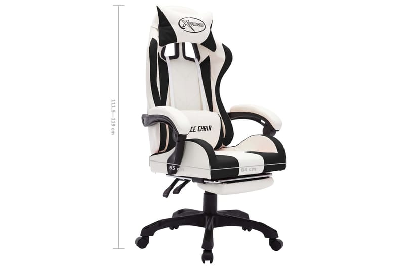 gamingstol med LED-lys RGB-farver kunstlæder sort og hvid - Flerfarvet - Møbler - Stole & lænestole - Kontorstole & skrivebordsstole