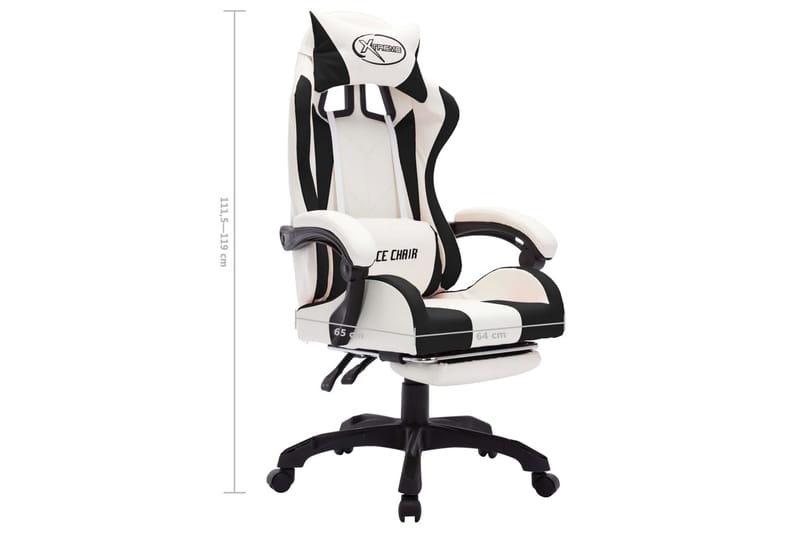 gamingstol med LED-lys RGB-farver kunstlæder sort og hvid - Flerfarvet - Kontorstole & skrivebordsstole - Gamer stole