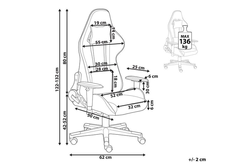 Gamingstol Warrior Grå/sort - Grå/sort - Møbler - Stole & lænestole - Kontorstole & skrivebordsstole
