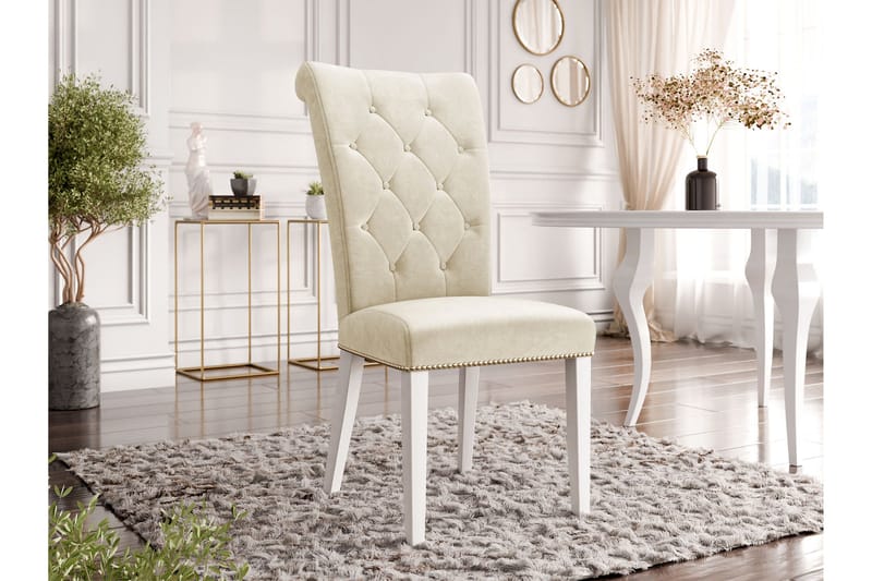 Garvin Spisebordsstol - Beige/Hvid - Møbler - Stole & lænestole - Spisebordsstole & køkkenstole