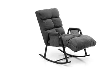 Gladfield Oval Gyngestol med Recliner i Fløjl med Metalstel - Grå - Møbler - Stole & lænestole - Lænestole