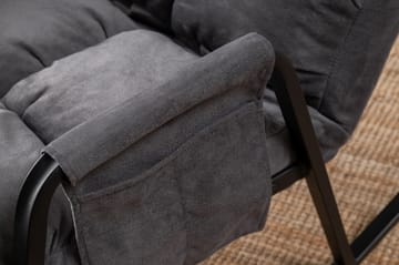 Gladfield Oval Gyngestol med Recliner i Fløjl med Metalstel - Grå - Møbler - Stole & lænestole - Lænestole