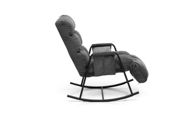Gladfield Oval Gyngestol med Recliner i Fløjl med Metalstel - Grå - Møbler - Stole & lænestole - Lænestole