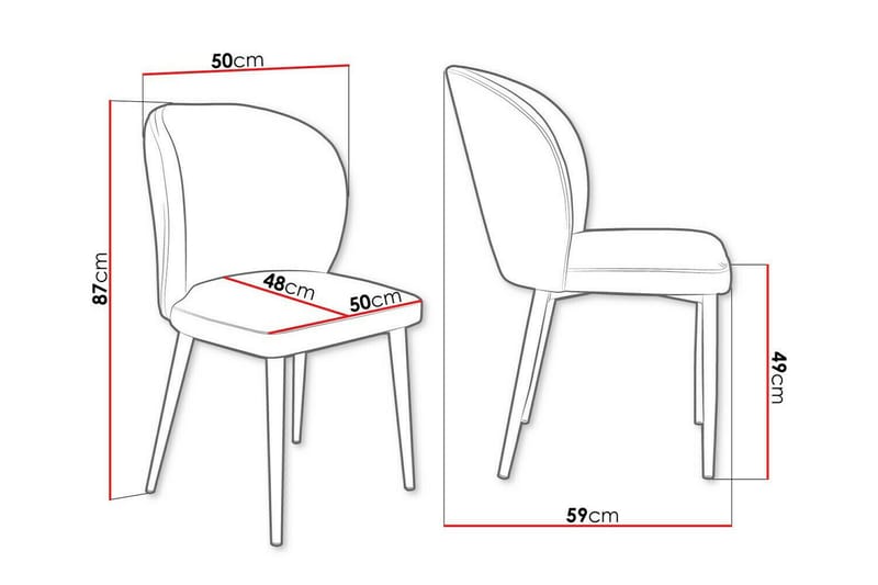 Glenarm Spisestol - Lyserød/Sort - Spisebordsstole & køkkenstole