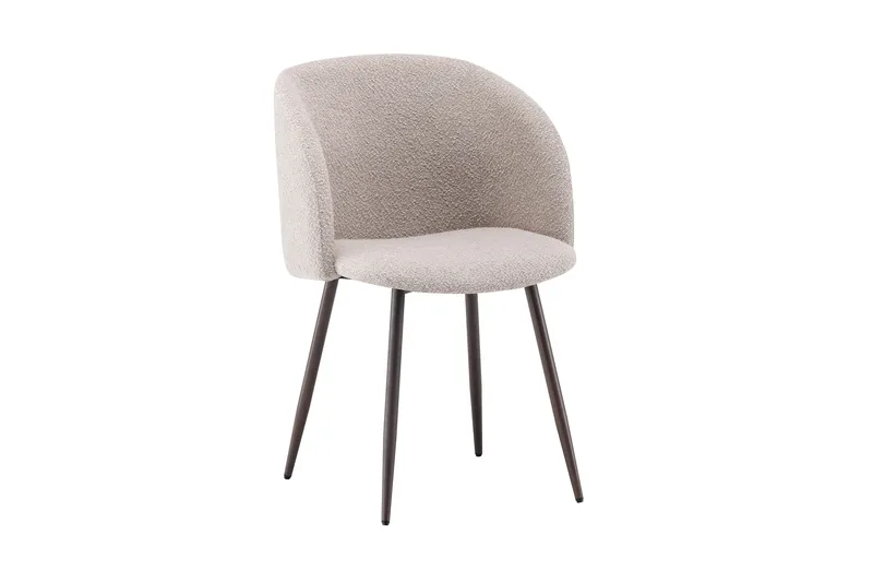 Greya Spisestol med armlæn, Beige bouclé/metalben valnød