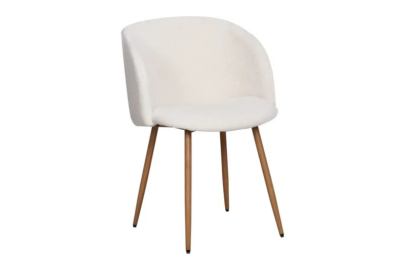 Greya Spisestol med armlæn, Hvid Bouclé / Metalben Brun