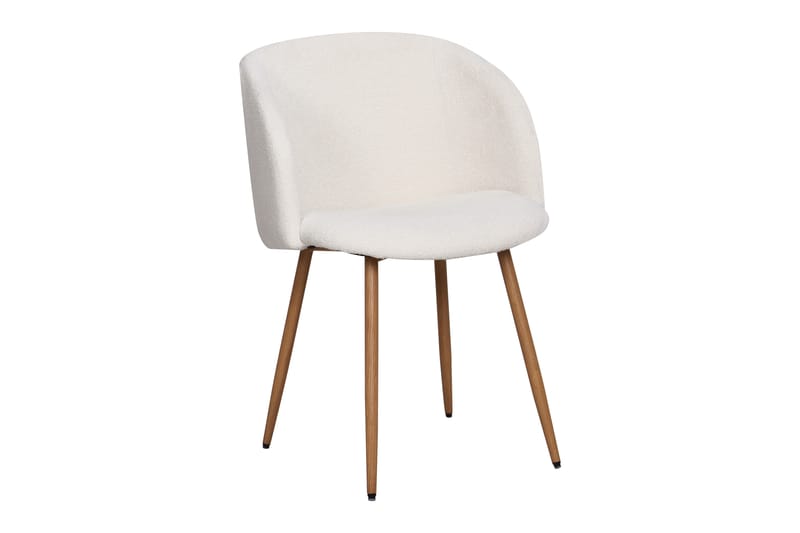 Greya Spisestol med armlæn, Hvid Bouclé / Metalben Brun