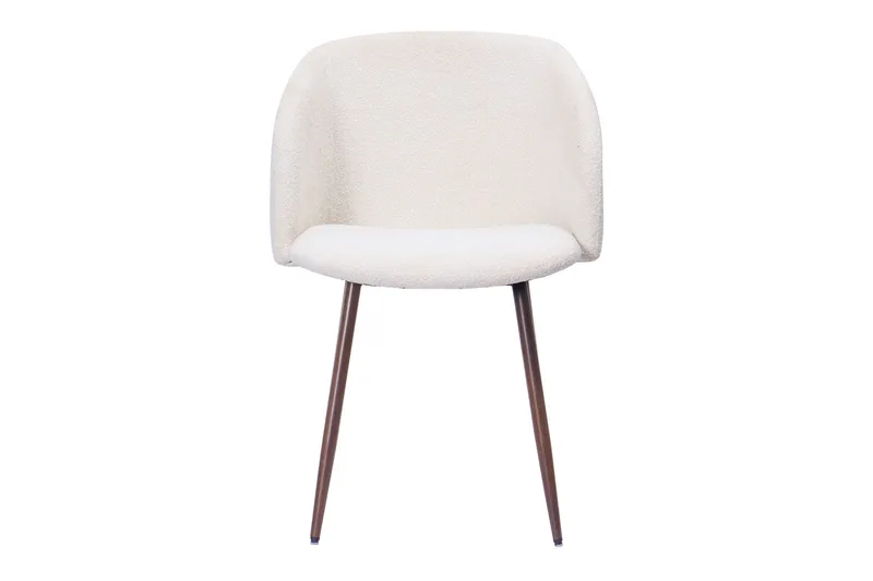 Greya Spisestol med armlæn - Hvid bouclé / Metalben valnød - Møbler - Stole & lænestole - Spisebordsstole & køkkenstole