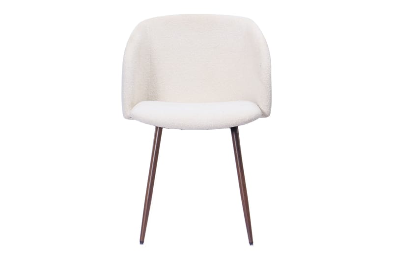 Greya Spisestol med armlæn - Hvid bouclé / Metalben valnød - Møbler - Stole & lænestole - Spisebordsstole & køkkenstole
