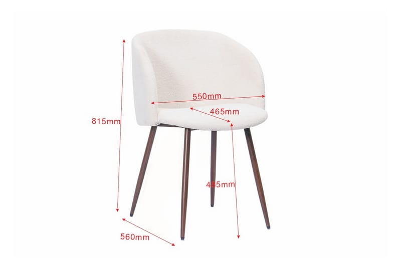 Greya Spisestol med armlæn - Hvid bouclé / Metalben valnød - Møbler - Stole & lænestole - Spisebordsstole & køkkenstole