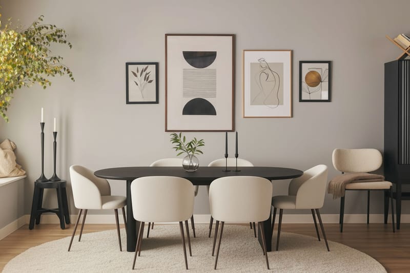 Greya Spisestol med armlæn - Hvid bouclé / Metalben valnød - Møbler - Stole & lænestole - Spisebordsstole & køkkenstole