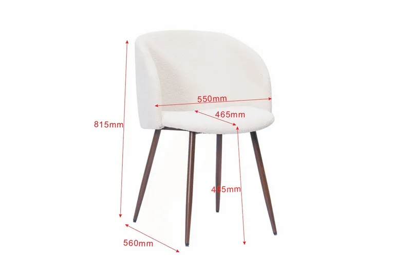 Greya Spisestol med armlæn - Hvid bouclé / Metalben valnød - Møbler - Stole & lænestole - Spisebordsstole & køkkenstole