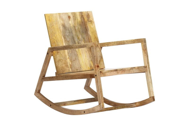 Gyngestol Ægte Læder Og Massivt Mangotræ Brun - Brun - Lænestole