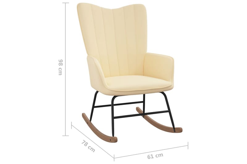 gyngestol med fodskammel fløjl cremefarvet - Hvid - Gyngestol