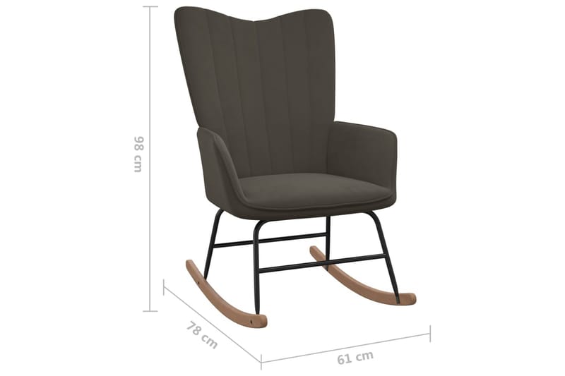 gyngestol med fodskammel fløjl mørkegrå - Grå - Gyngestol