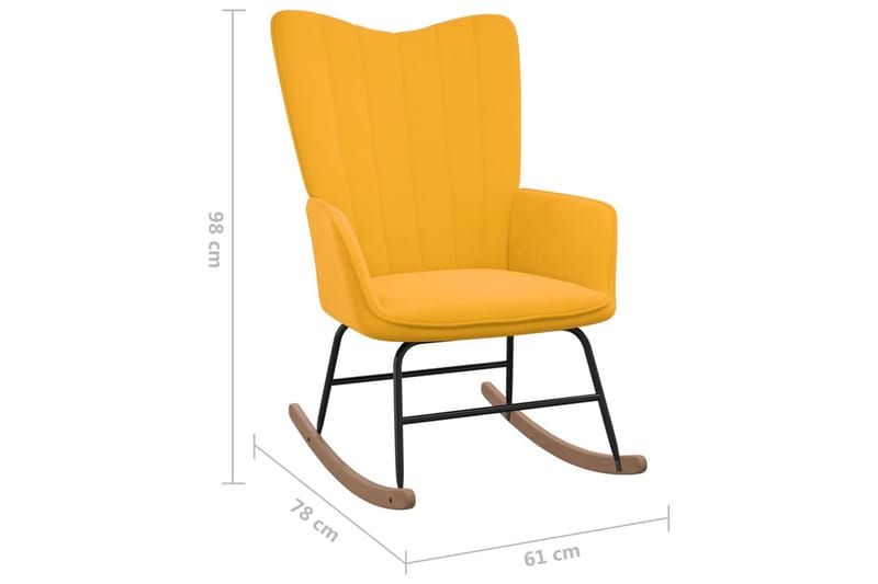 gyngestol med fodskammel fløjl sennepsgul - Gul - Gyngestol