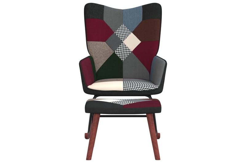 gyngestol med fodskammel stof patchwork - Flerfarvet - Møbler - Stole & lænestole - Gyngestol
