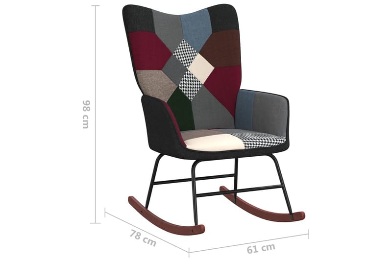 gyngestol med fodskammel stof patchwork - Flerfarvet - Møbler - Stole & lænestole - Gyngestol