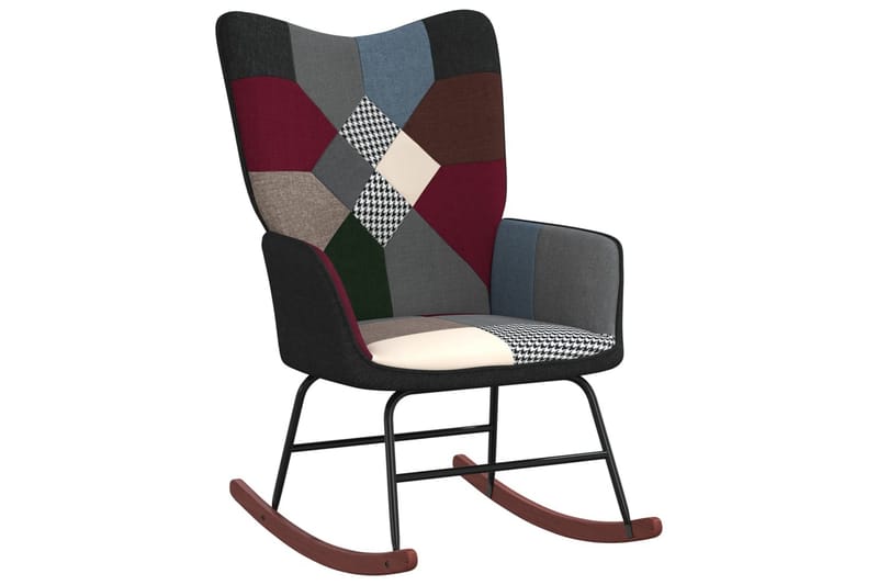 gyngestol med fodskammel stof patchwork - Flerfarvet - Møbler - Stole & lænestole - Gyngestol