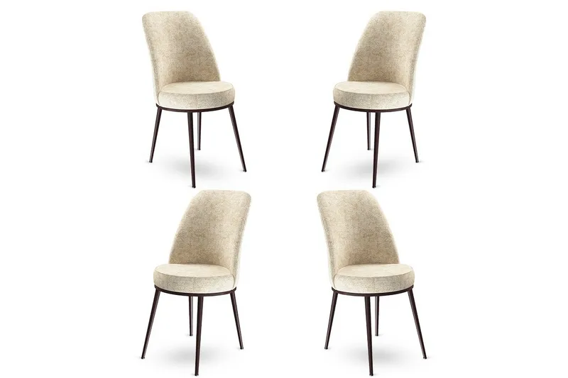 Hynes Spisebordsstol i Stof med Metalben, Lys Beige
