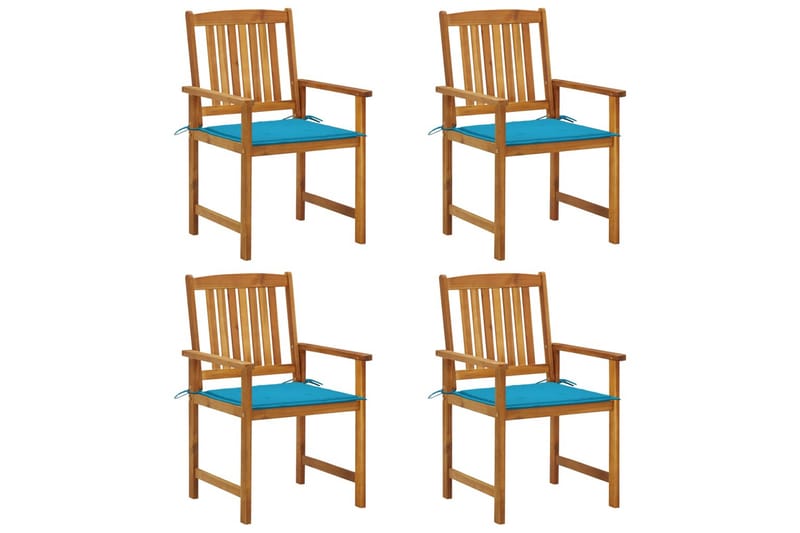 instruktørstole med hynder 4 stk. massivt akacietræ - Brun - Møbler - Stole & lænestole