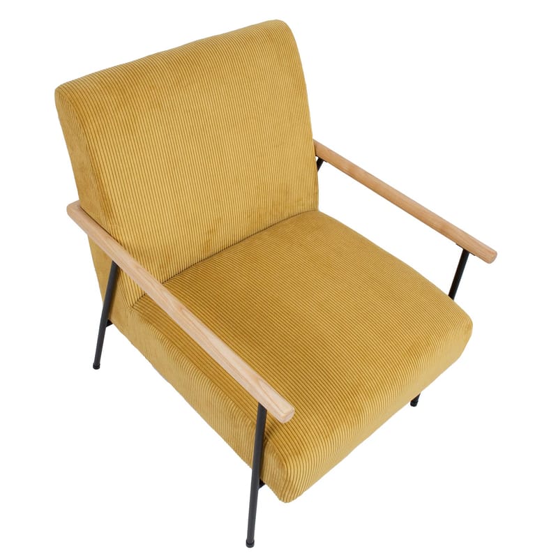 Jade Retro Lænestol i Fløjlskord - Sennepsgul - Møbler - Stole & lænestole - Lænestole