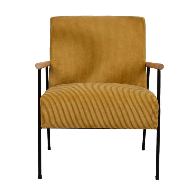 Jade Retro Lænestol i Fløjlskord - Sennepsgul - Møbler - Stole & lænestole - Lænestole