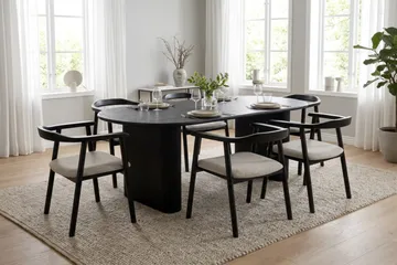Jolie spisestol i træ med stofsæde - Sort/Beige - Møbler - Stole & lænestole - Spisebordsstole & køkkenstole