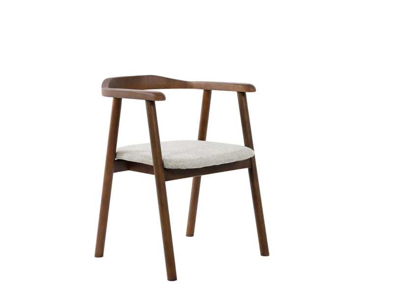 Jolie spisestol i træ med stofsæde - Valnød/Beige - Møbler - Stole & lænestole - Spisebordsstole & køkkenstole