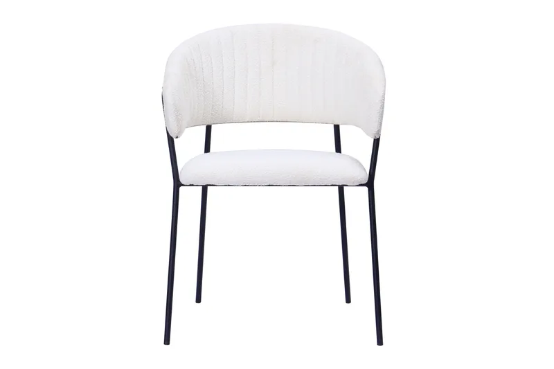 Karol Spisestol med armlæn, Hvid bouclé / Metalben sort