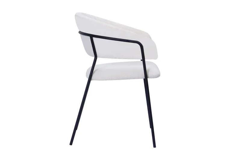 Karol Spisestol med armlæn - Hvid bouclé / Metalben sort - Møbler - Stole & lænestole - Spisebordsstole & køkkenstole