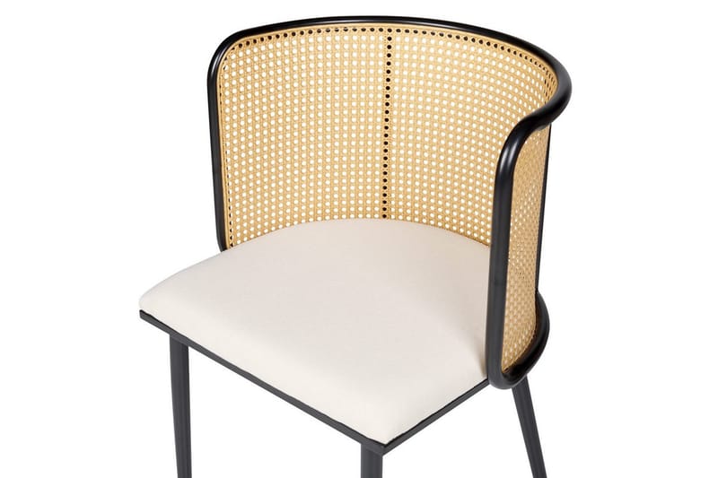 Kobuk Spisebordsstol i Stof og Rattan - Benhvid - Møbler - Stole & lænestole - Spisebordsstole & køkkenstole