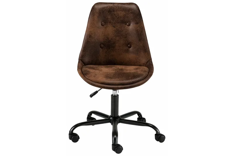 Dennis Kontorsstol Kunstlæder - Brun/Metal - Møbler - Stole & lænestole - Kontorstole & skrivebordsstole
