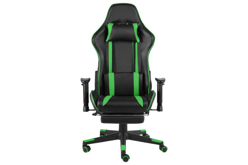 Drejelig Gamingstol Med Fodstøtte Pvc Grøn - Grøn - Møbler - Stole & lænestole - Kontorstole & skrivebordsstole