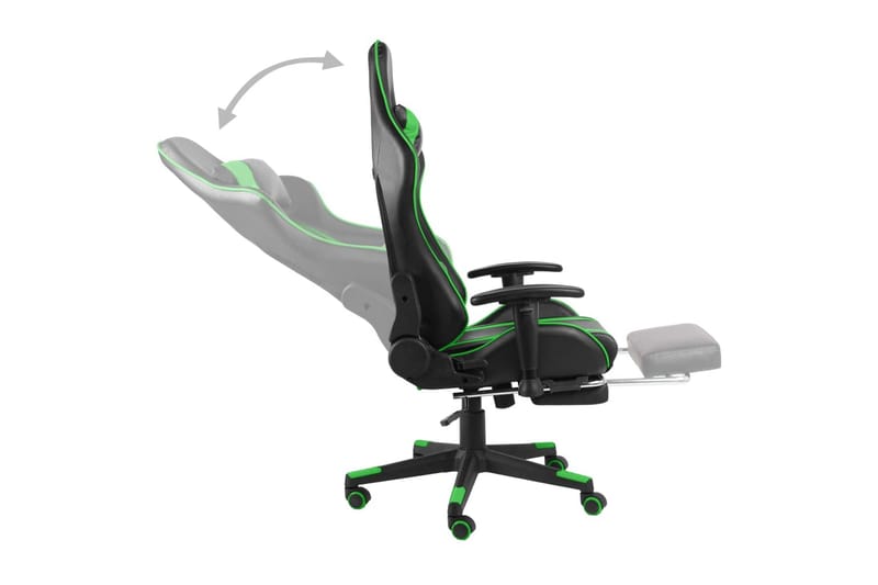 Drejelig Gamingstol Med Fodstøtte Pvc Grøn - Grøn - Møbler - Stole & lænestole - Kontorstole & skrivebordsstole