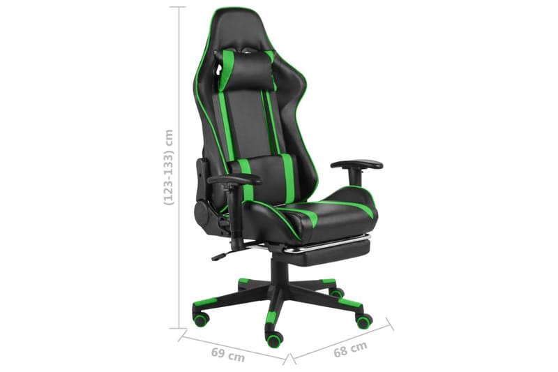 Drejelig Gamingstol Med Fodstøtte Pvc Grøn - Grøn - Møbler - Stole & lænestole - Kontorstole & skrivebordsstole