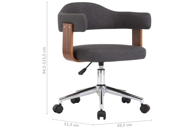 Drejelig Kontorstol Böjet Træ Og Stof Grå - Møbler - Stole & lænestole - Kontorstole & skrivebordsstole