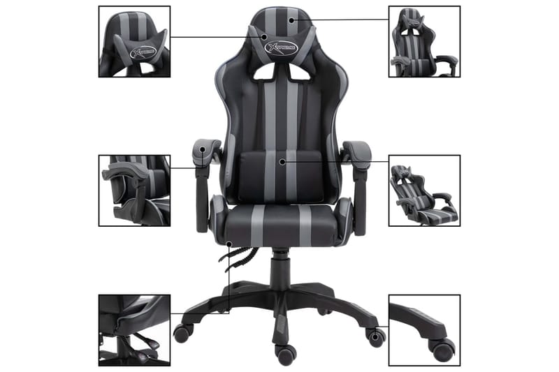 Gamingstol Grå Pu - Grå - Møbler - Stole & lænestole - Kontorstole & skrivebordsstole