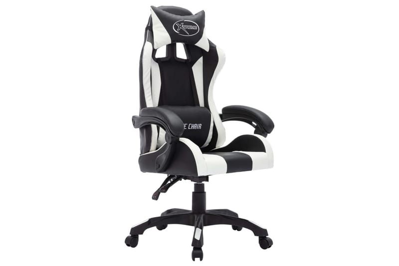 gamingstol m. LED-lys RGB-farver kunstlæder hvid og sort - Flerfarvet - Møbler - Stole & lænestole - Kontorstole & skrivebordsstole
