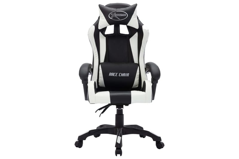gamingstol m. LED-lys RGB-farver kunstlæder hvid og sort - Flerfarvet - Møbler - Stole & lænestole - Kontorstole & skrivebordsstole