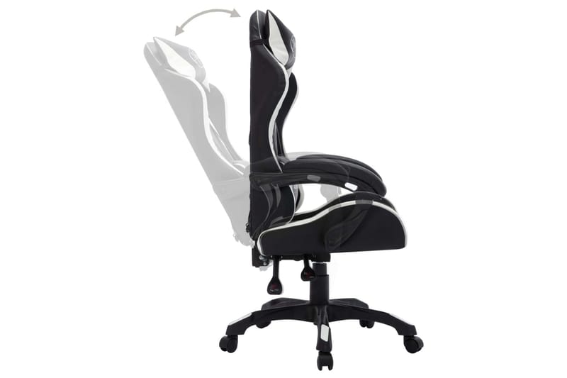 gamingstol m. LED-lys RGB-farver kunstlæder hvid og sort - Flerfarvet - Møbler - Stole & lænestole - Kontorstole & skrivebordsstole