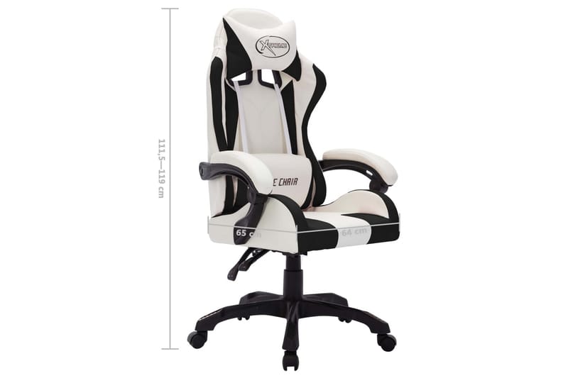 gamingstol m. LED-lys RGB-farver kunstlæder hvid og sort - Flerfarvet - Møbler - Stole & lænestole - Kontorstole & skrivebordsstole