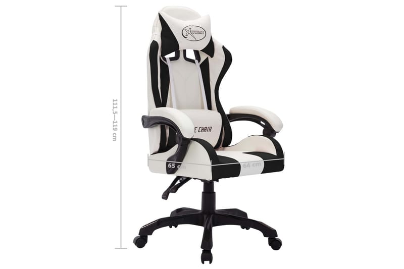 gamingstol m. LED-lys RGB-farver kunstlæder hvid og sort - Flerfarvet - Kontorstole & skrivebordsstole - Gamer stole