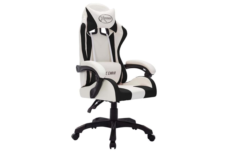 gamingstol m. LED-lys RGB-farver kunstlæder hvid og sort - Flerfarvet - Møbler - Stole & lænestole - Kontorstole & skrivebordsstole