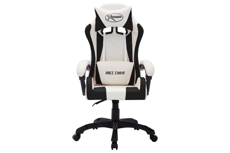 gamingstol m. LED-lys RGB-farver kunstlæder hvid og sort - Flerfarvet - Møbler - Stole & lænestole - Kontorstole & skrivebordsstole