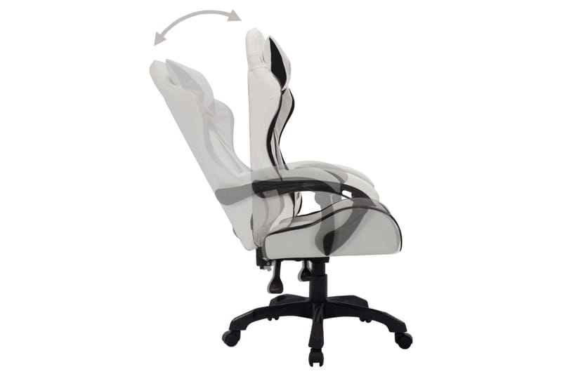 gamingstol m. LED-lys RGB-farver kunstlæder hvid og sort - Flerfarvet - Møbler - Stole & lænestole - Kontorstole & skrivebordsstole