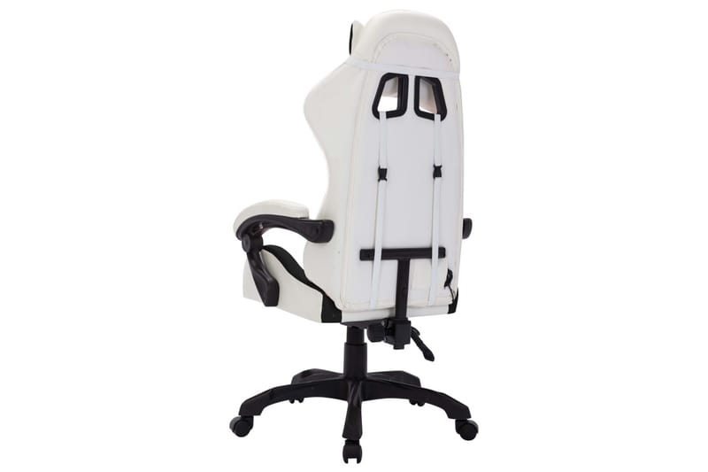 gamingstol m. LED-lys RGB-farver kunstlæder hvid og sort - Flerfarvet - Møbler - Stole & lænestole - Kontorstole & skrivebordsstole