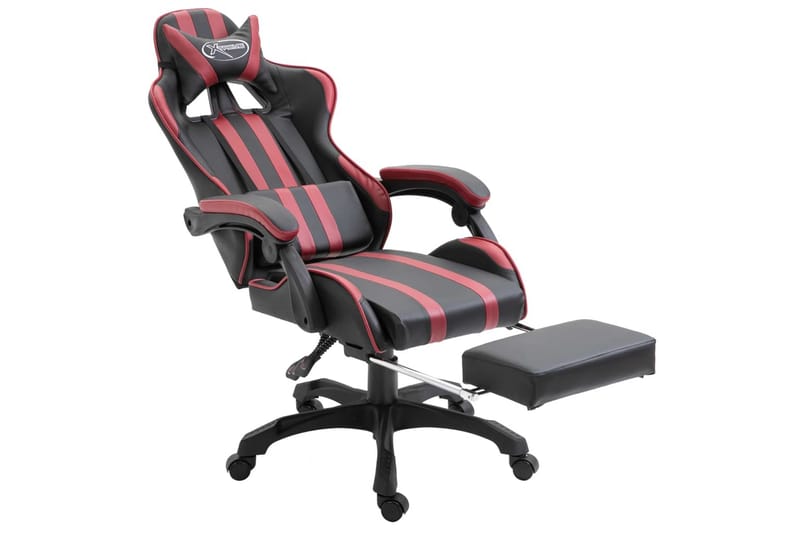 gamingstol med fodstøtte vinrød kunstlæder - Kontorstole & skrivebordsstole - Gamer stole