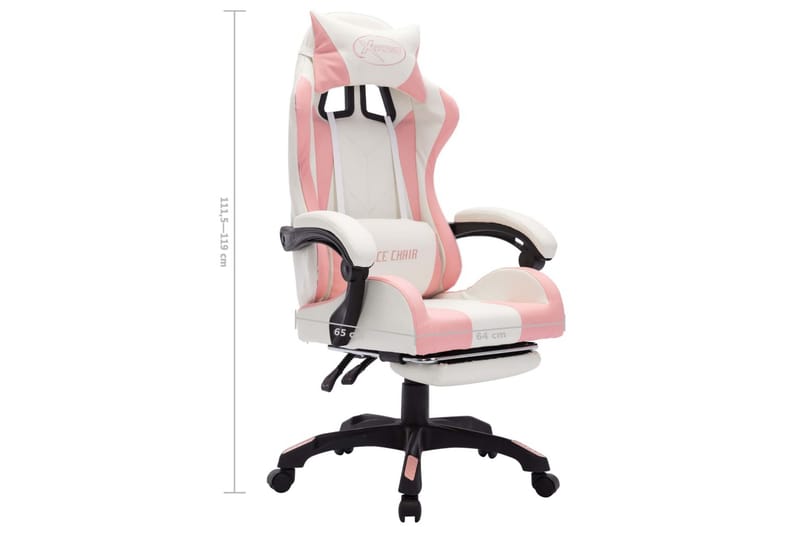 gamingstol med LED-lys RGB-farver kunstlæder pink og hvid - Flerfarvet - Møbler - Stole & lænestole - Kontorstole & skrivebordsstole